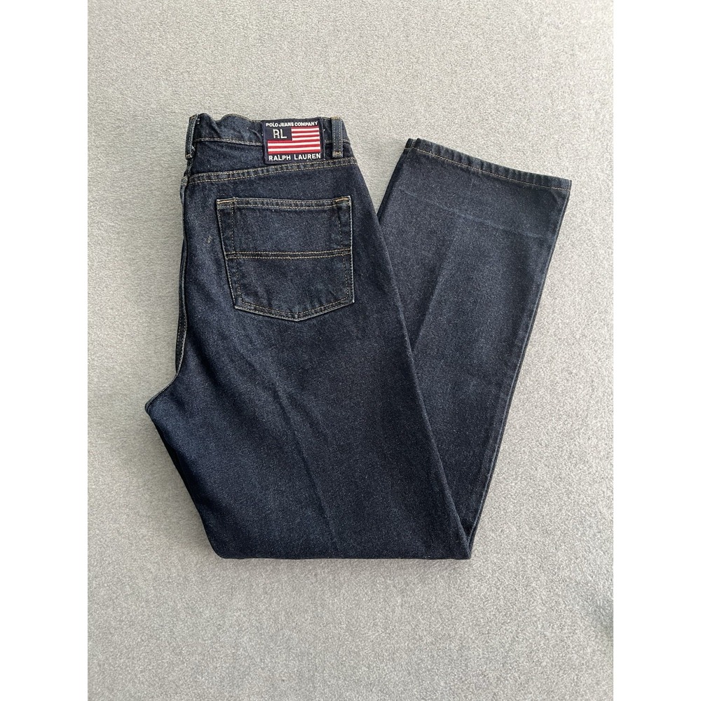 90s Ralph Lauren Polo Jean Co. Vtg Denim Straight Jeans Women's 12x31 Indigo Drk